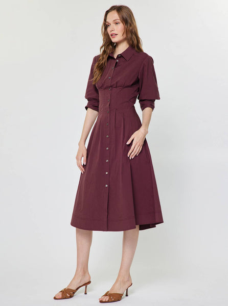 Button Down Shirt A-line Midi Dress