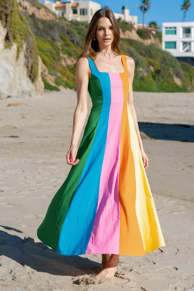 Colorblock Stripe Maxi Dress RAINBOW / M