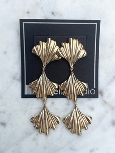 Triple Golden Leaf Earrings