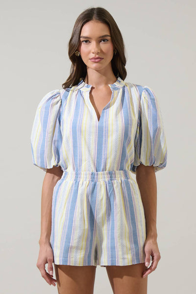 Vexie Striped Gretna Ruffle Blouse