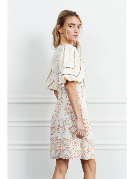 Brown Piping Detail Dress
