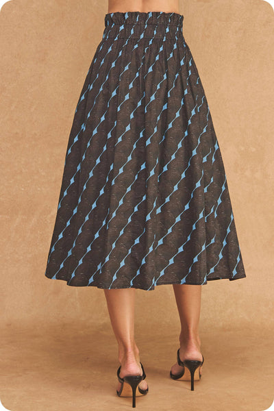 Abstract Geometric Print Pleated Midi Skirt