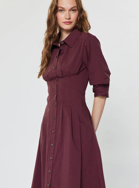 Button Down Shirt A-line Midi Dress