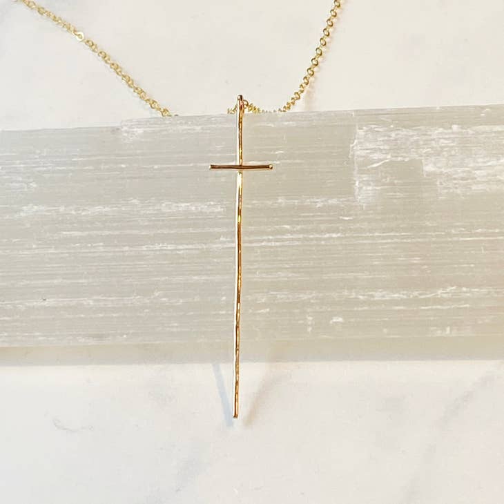 Modern cross necklace-14kt gold filled