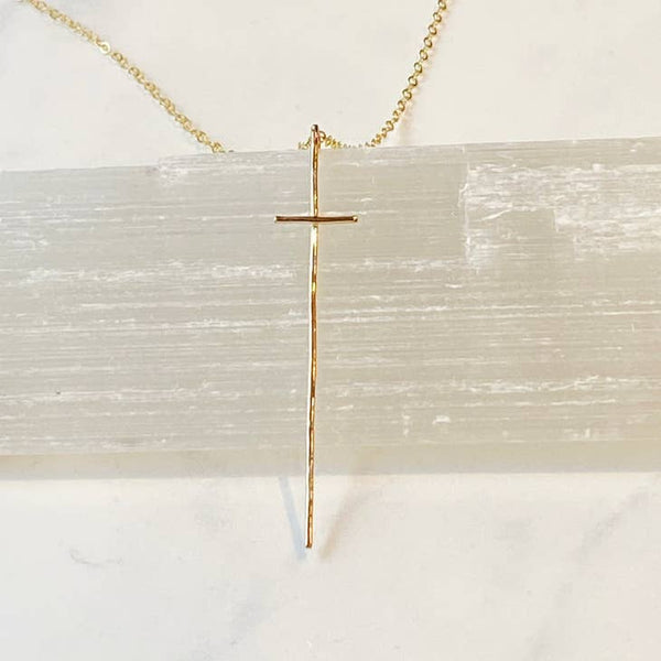 Modern cross necklace-14kt gold filled