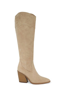 Vegan Suede Western Boot