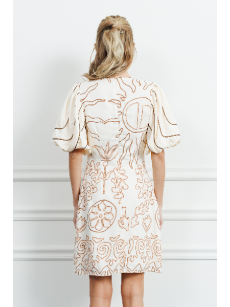 Brown Piping Detail Dress