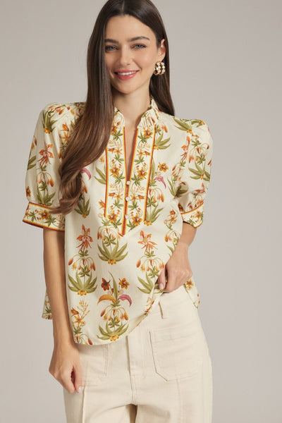 Floral Puff Sleeve Blouse