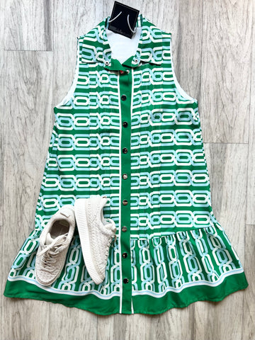 Sleeveless Print Pleat Dress