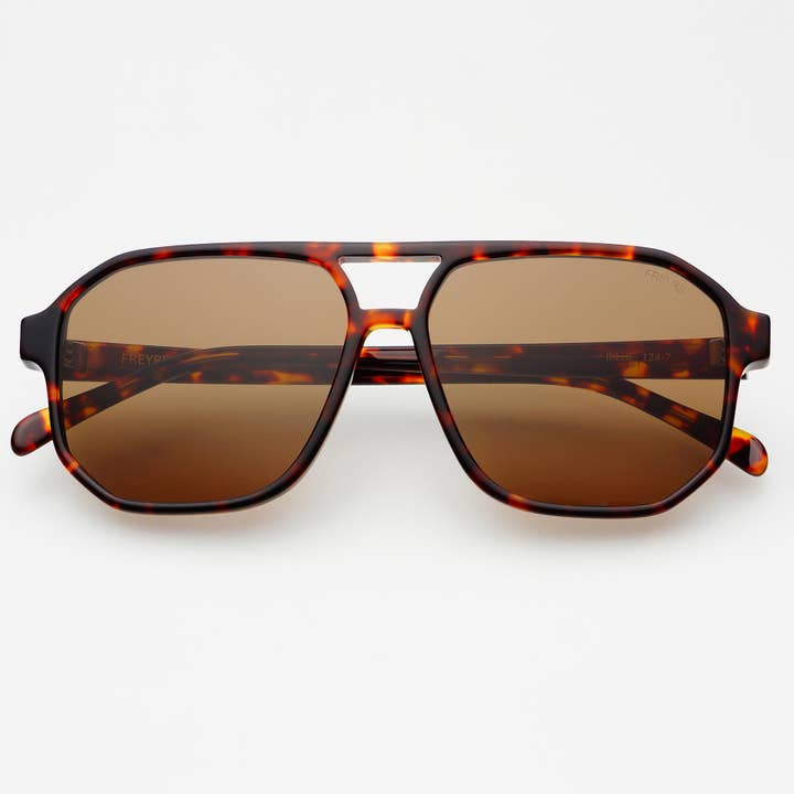 Billie Unisex Aviator Sunglasses - Dark Tortoise / Solid Brown