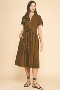 Tabaco Tie Sleeve Shirt Dress