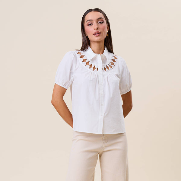 Cutwork Collar Blouse