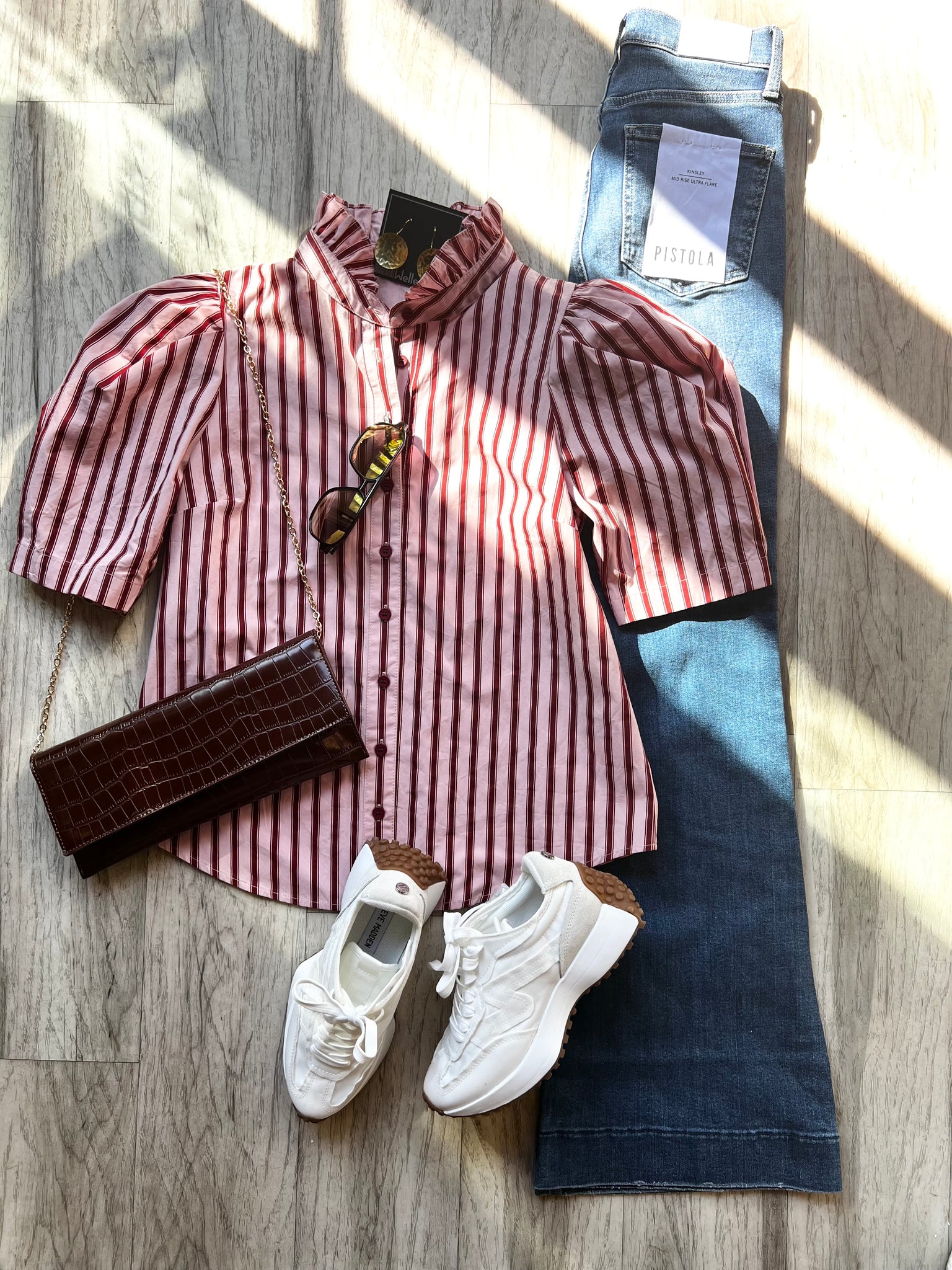 Puff Stripe Button Top