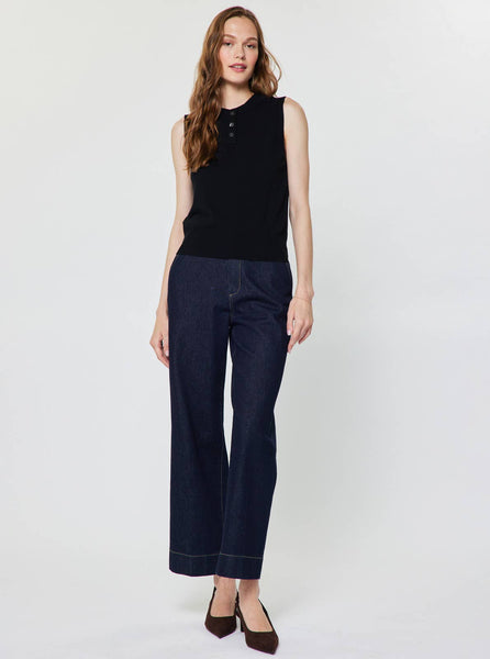 Sleeveless Henley Knit Vest