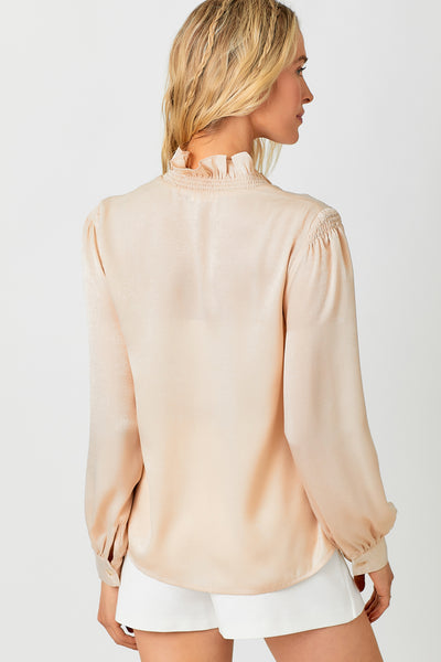 High Neck Ruffled Collar Blouse