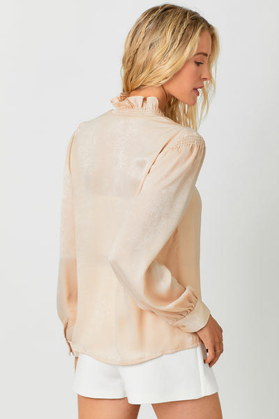 High Neck Ruffled Collar Blouse