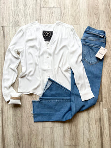 Long Sleeve Button Down - white