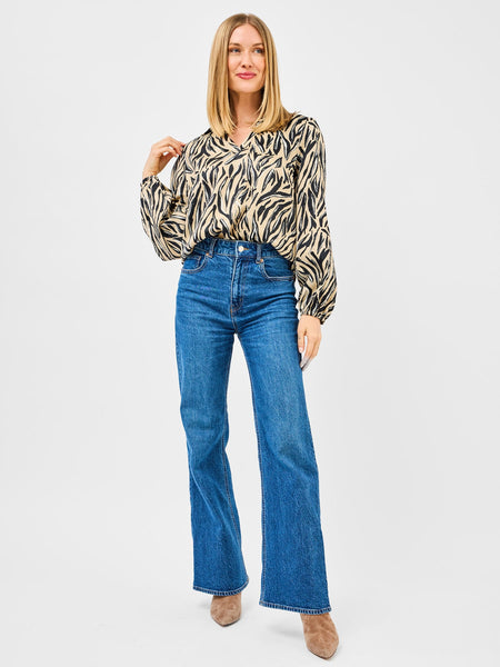 Printed Collar Placket Top