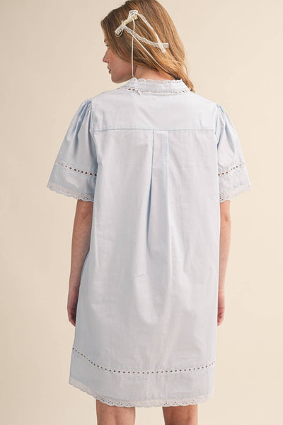 Lace Trim Short Sleeve Shift Dress