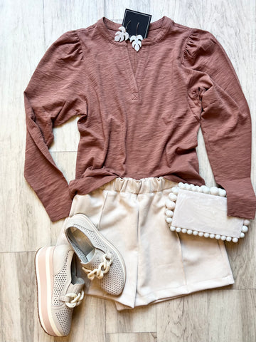 Faux Suede Pull-On Shorts