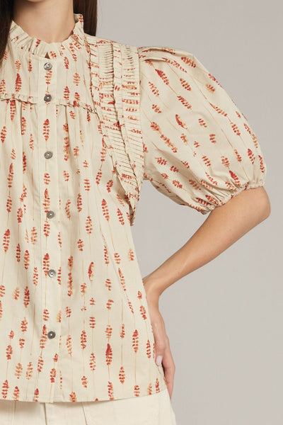 Shoulder Trim Button Down Top