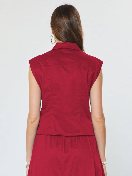 Cotton Cap Sleeve Cropped Shirt