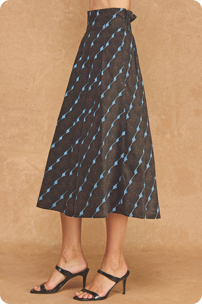 Abstract Geometric Print Pleated Midi Skirt