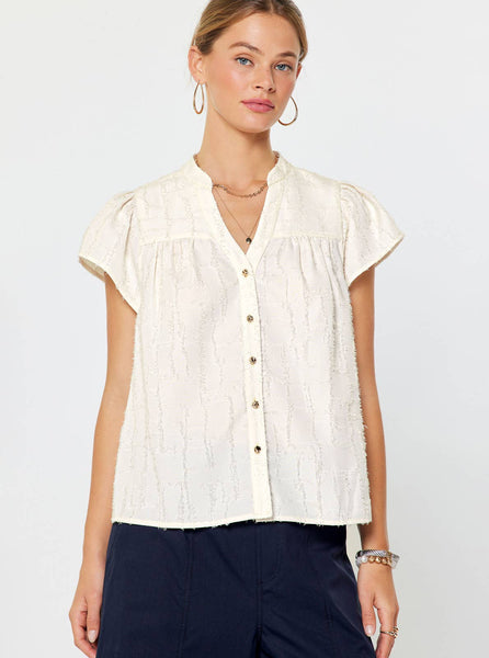 Textured Button-down Blouse