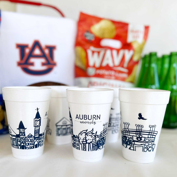 Foam Cup 10 Pack {Auburn University Skyline-Auburn Alabama}
