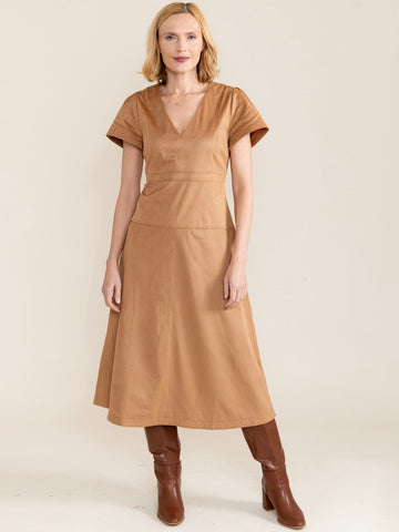 Camel Vneck Dress