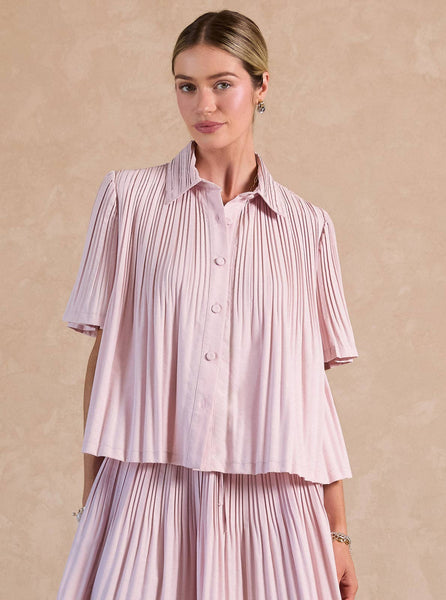 Pleated Half Sleeve Oversized Shirts
