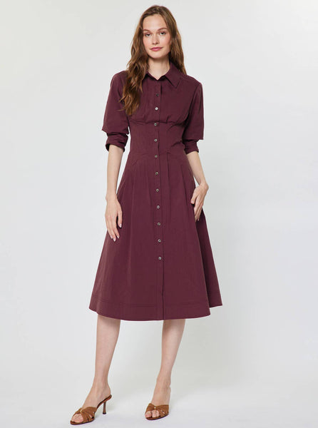 Button Down Shirt A-line Midi Dress