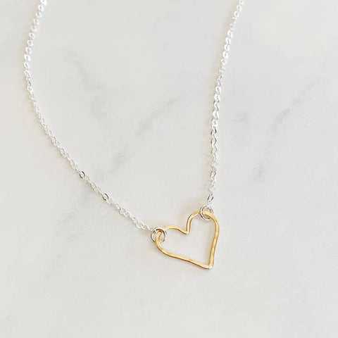 Mixed Metal Open Heart Necklace