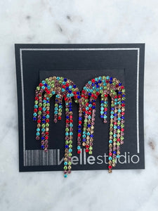 Fringed Arch Crystal Earrings