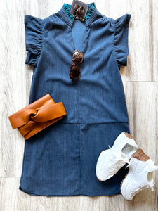 Flutter Sleeve Corduroy Dress