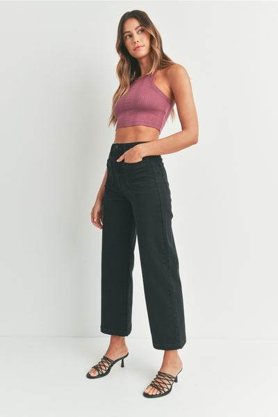 Patch Pocket Wide Leg - Black
