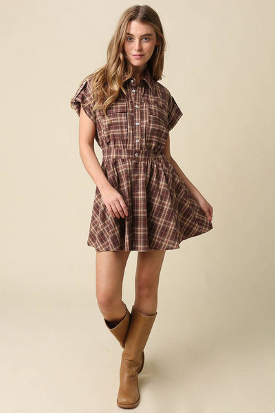 Lexi Plaid Mini Shirt Dress
