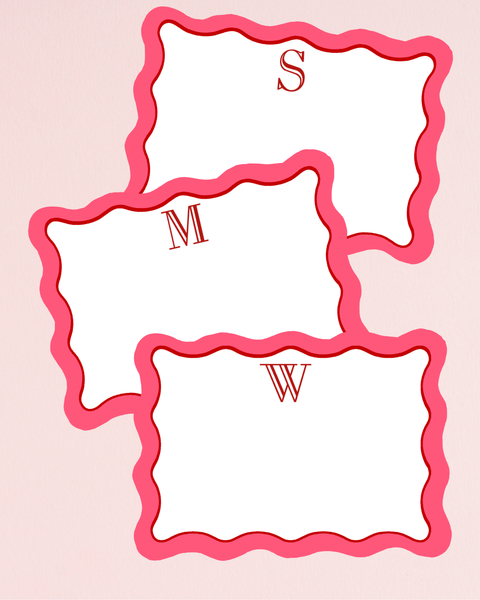 Pink & Red Floral Block Print Custom Stationery Card Set
