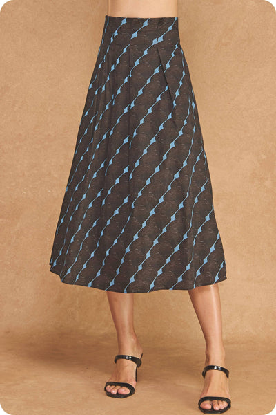 Abstract Geometric Print Pleated Midi Skirt