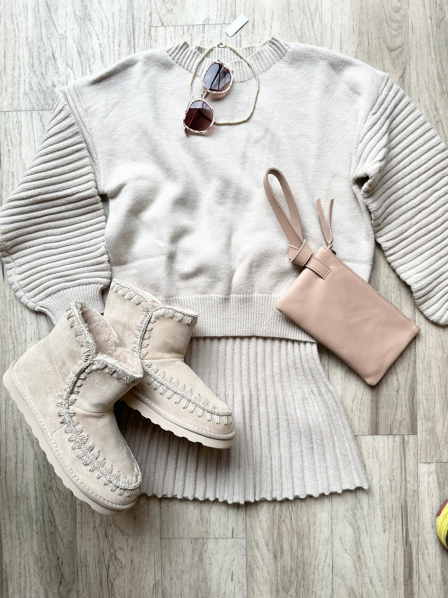 Neutral Rib Sleeve Sweater