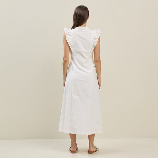 Poplin Ruffle Midi Dress