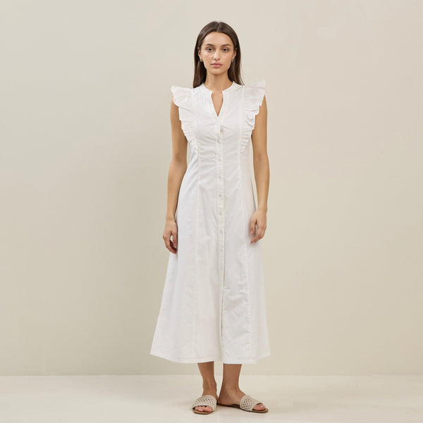 Poplin Ruffle Midi Dress