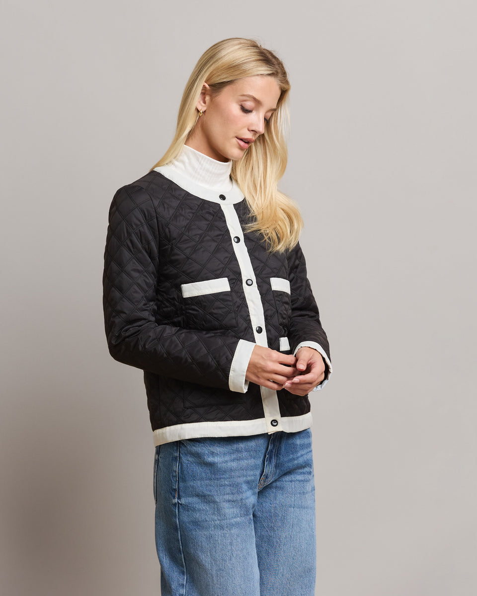 Quilted Contrast Trim Jacket