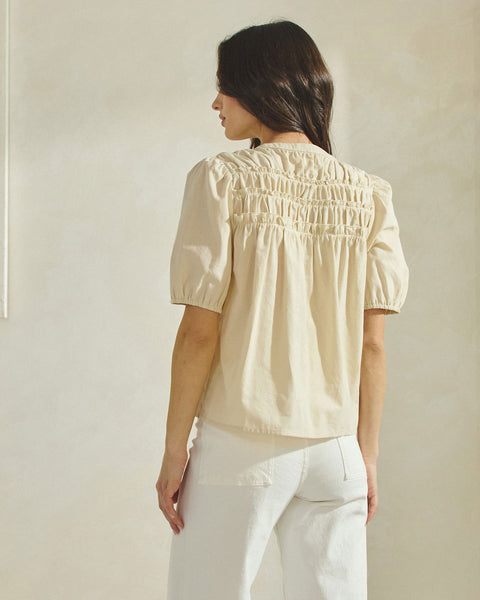 Cotton Smocked Top - Ecru