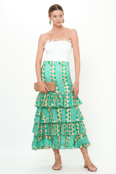 Ruffle Maxi Skirt - Ascot Teal