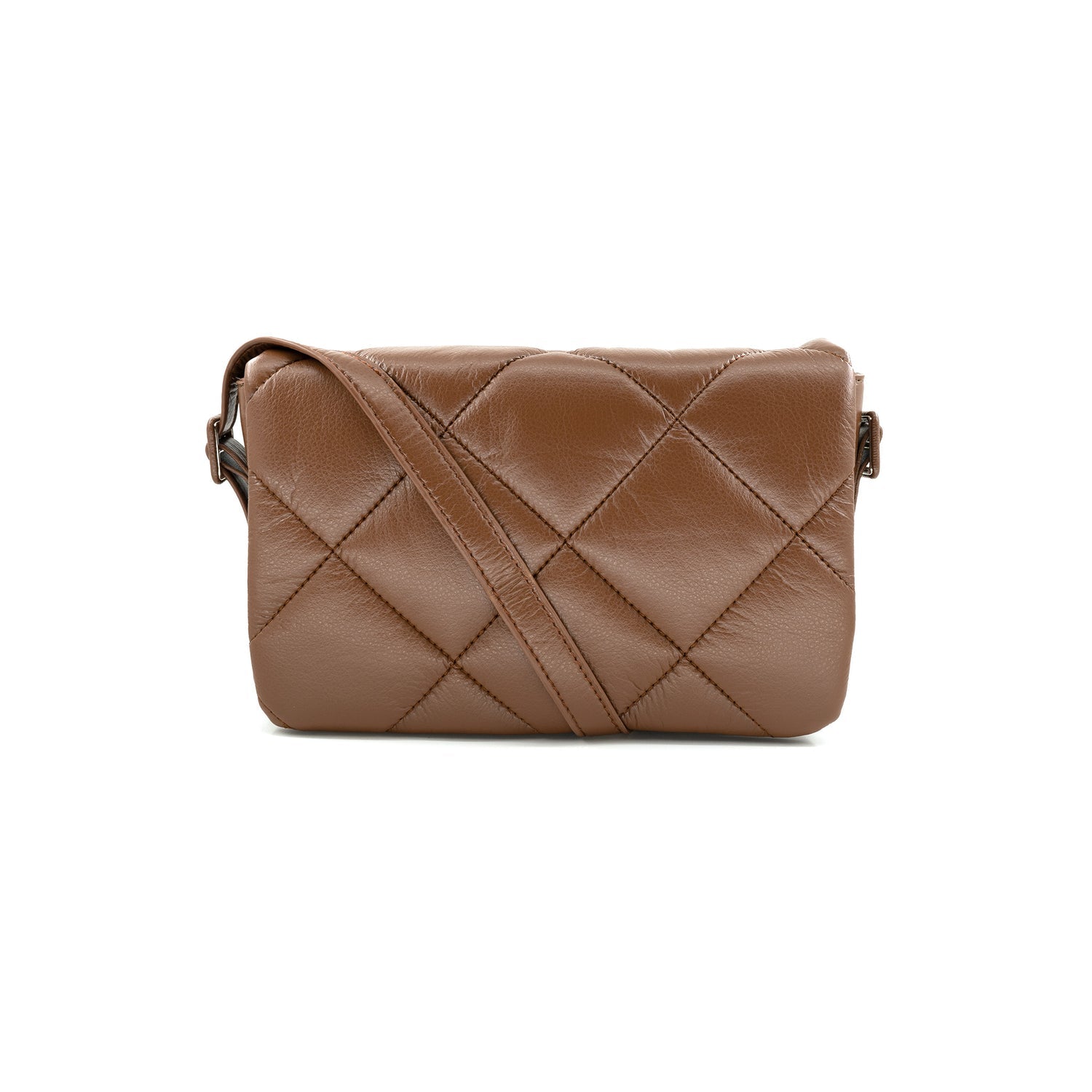 Brown Quilted Crossbody