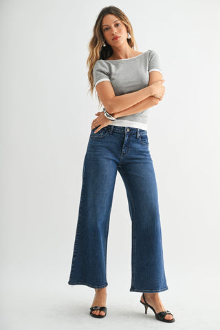 Midrise Slim Wide Leg - Dark Denim