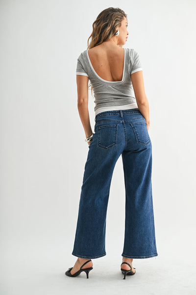 Midrise Slim Wide Leg - Dark Denim