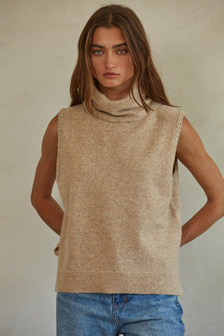 Funnel Neck Sleeveless Sweater