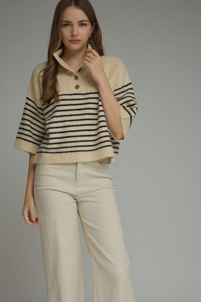 Stripe Button Sweater